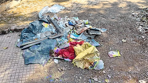 CIDCO : Garbage is collected in one place like this in the park, but no effort is taken to pick it up