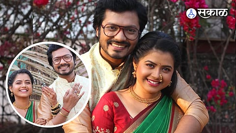 raj and kaveri engagement ceremony on Bhagya Dile Tu Mala serial colors marathi