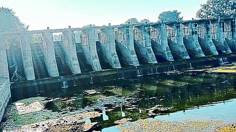 on the river Titur Water leaking from the weir.
