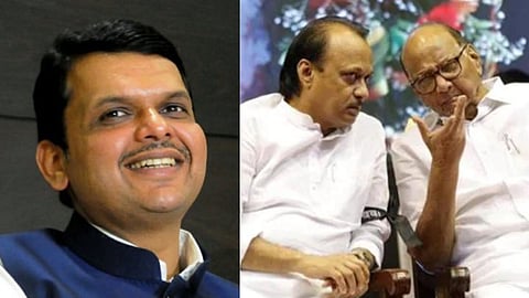 Ajit Pawar, Sharad Pawar and Devendra Fadnavis