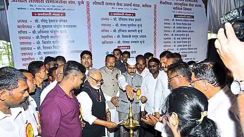 Former Deputy Chief Minister Chhagan Bhujbal inaugurating a gathering organized by Lonari Samaj Seva Sangh at Shewanta Lawns.