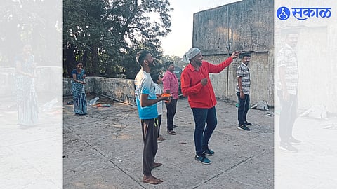 Ganjmal: Ram-Rahim couple enjoying flying kites on the terrace of a building in Panchsheelnagar