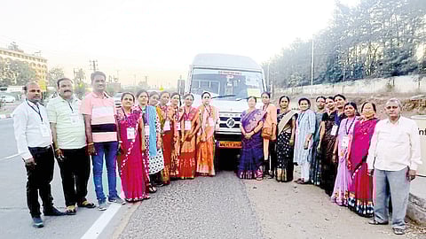 Shiva devotees going to the service for the Rudraksh festival held at Sehore.