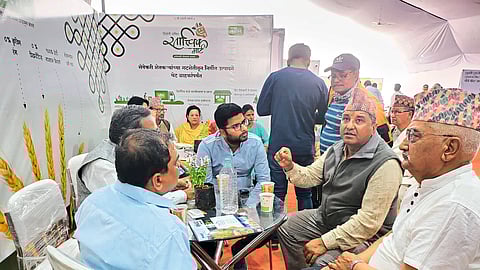 Babanrao Lonikar along with a delegation of farmers from Nepal while learning about Indian traditional method of non-toxic agriculture at the World Agriculture Festival organized by Sri Swami Samarth Seva Marga.
