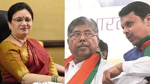 Mukta tilak, chandrakant patil and devendra fadnavis