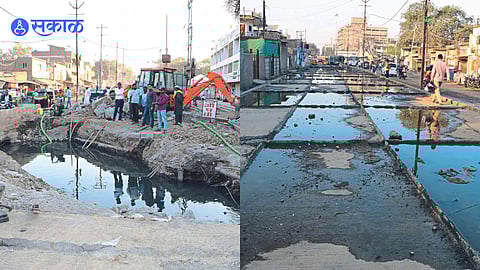 Excavated road near Shyama Fire and Paved cement road