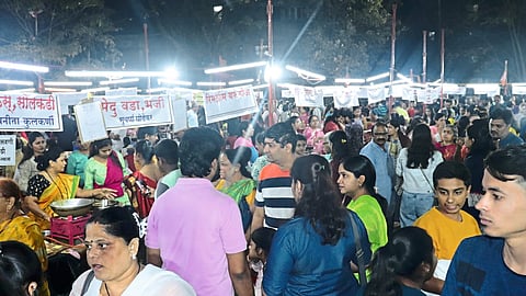 A crowd of gourmets at the Marathi food festival
