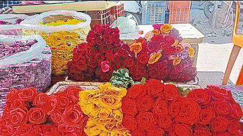 A rose flower sold in the flower market.