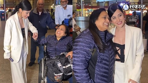 after Seeing Urfi javed in fully clothed, the lady fan on the wheelchair jumped up and hug her
