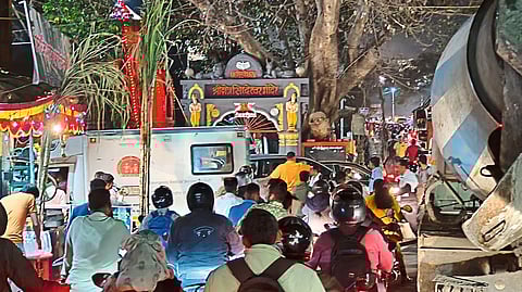 Traffic jam happened here on Tuesday.