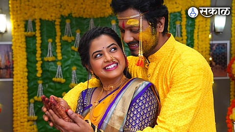 raj kaveri wedding and halad ceremony in Bhagya Dile Tu Mala serial on colors marathi