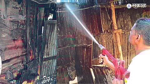 materials consumed by fire In second photo Firefighters fighting fire