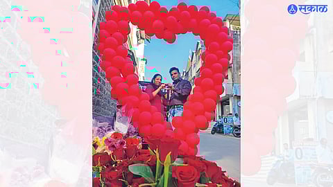 Couple celebrating Valentine's Day expressing their love