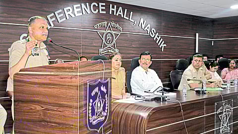 Police Commissioner Ankush Shinde speaking at the Peace Committee meeting.
