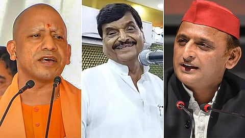 akhilesh yadav, shivpal yadav and yogi adityanath