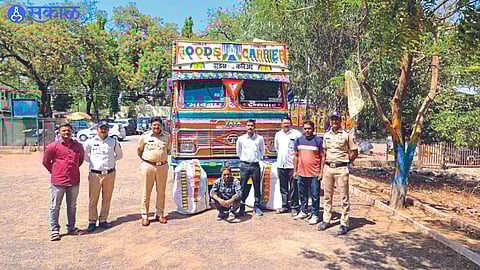 Gutkha with truck seized by police.