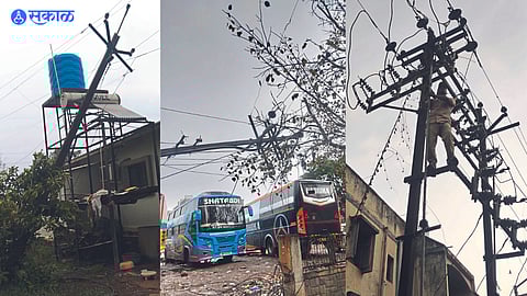 unseasonal rain and gusty winds and lightning uprooted electricity poles in many areas nashik news