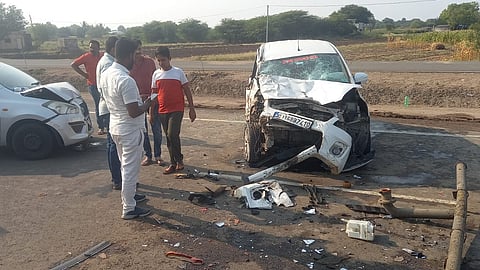 Vehicles involved in an accident near Pathare village on the Shirdi highway