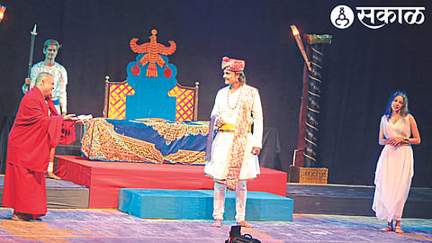 Scenes from Raktabhishek drama in the finals of the state drama competition on Thursday.
