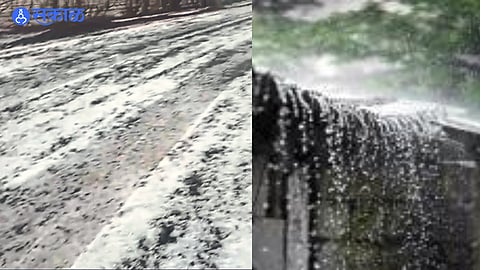 Between Sinban and Thanepada, fields whitened by hailstorms