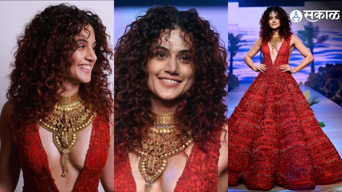 actress Taapsee Pannu troll for wearing Goddess Lakshmi necklace with a deep neck gown
