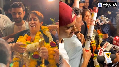 Guneet Monga receives a special welcome at Mumbai airport after winning Oscar for 'The Elephant Whisperers
