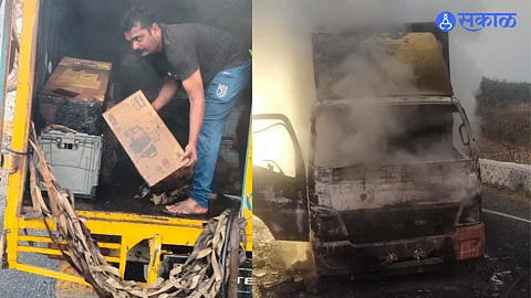 A cargo truck burnt down in the ghat