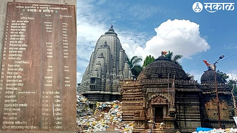 The ongoing work of rebuilding Sundar Narayan Temple. In the second photo, the board in the East Division office of the Municipal Corporation.