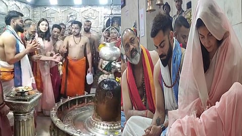 ind vs aus test virat kohli wife anushka sharma visit-mahakaleshwar temple-in-ujjain cricket