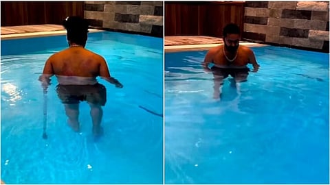 ind vs aus odi rishabh pant-starts-recovery-process-with-a-walk-in-the-pool-watch-video