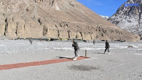 Indian Soldier Playing Cricket