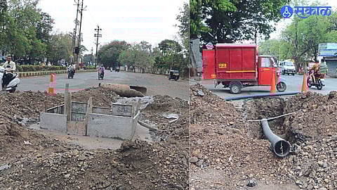 Under name of Amrit scheme digging of roads is going on rampantly jalgaon news