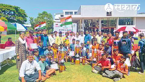 The winning team of Rural Sports Board of Surgana which was successful in district level kabaddi competition.