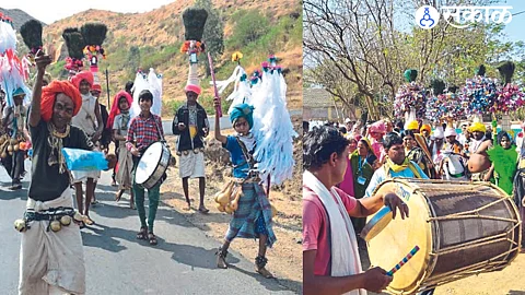 Local tribal brothers celebrating the festival of Holi