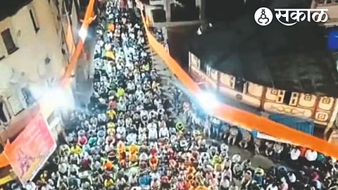 Drone photo of Hanuman Chalisa reading ritual