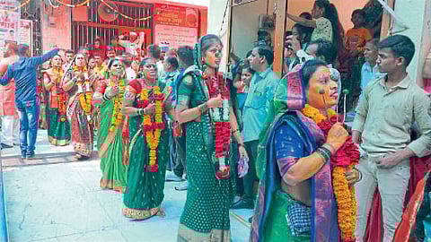 Shri Renukadevi Temple at Chikhali in Buldana here vow is paid by piercing trishul on tongue