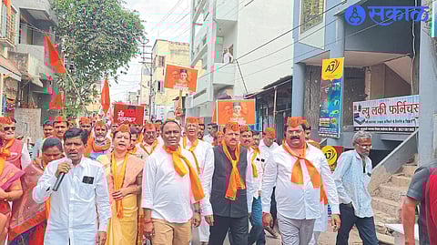 Member of Parliament participating in the Savarkar Gaurav Yatra organized by BJP and Shiv Sena. Subhash Bhamre