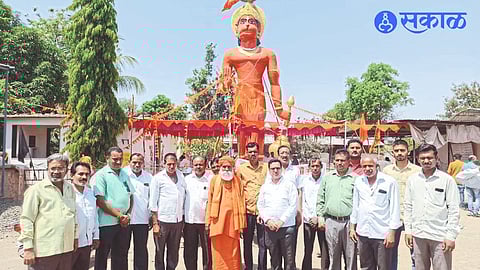 Devotees worship the 51 feet Hanuman idol in Shivara