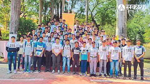 Students appeared in the NDA entrance exam conducted by Bhosla Career Academy in Bhosla College.