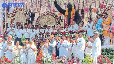 Bharat Ratna Dr. MLA Anil Patil saluting the statue of Babasaheb Ambedkar