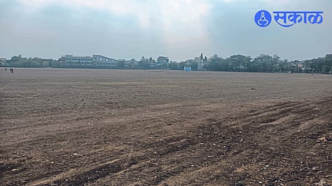 A police drill ground cleared for the main prayers of Ramadan Eid