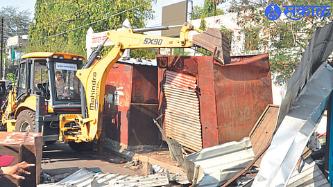 JCB removing encroachments.