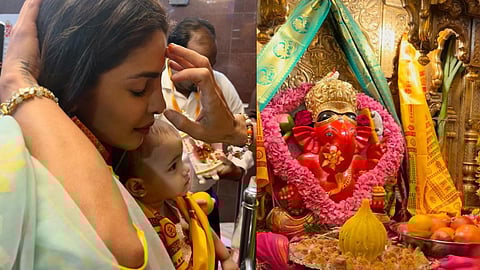 Priyanka Chopra With Daughter at siddhivinayak Temple,Mumbai
