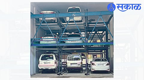 Puzzle parking facility next to R. C. Bafna Jewellers  new showroom