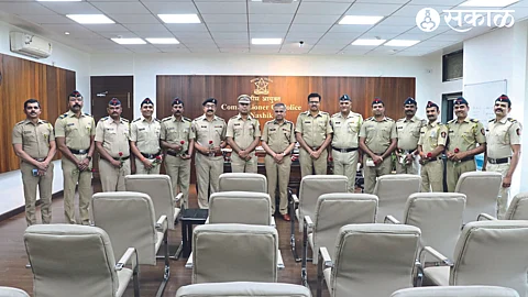 Commissioner Ankush Shinde, Deputy Commissioner Prashant Bachhav and Chandrakant Khandvi along with officers and officials awarded the Director General of Police Medal