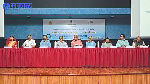 Mohan Wagh, Joint Director of Agriculture while guiding in pre-kharif planning workshop.