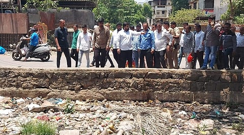 Action against contractor delay in cleaning drains Dipesh Mhatre inspected drains mumbai