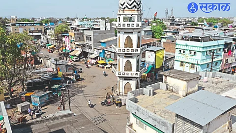 Malegaon East area narrow lane and small two-storied, three-storied houses, buildings