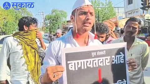 Pankaj Mahale during a unique protest at Shivaji Maharaj Chowk.