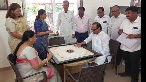 Inauguration of Shramana Recreation Centre Ajit pawar show his carrom skills